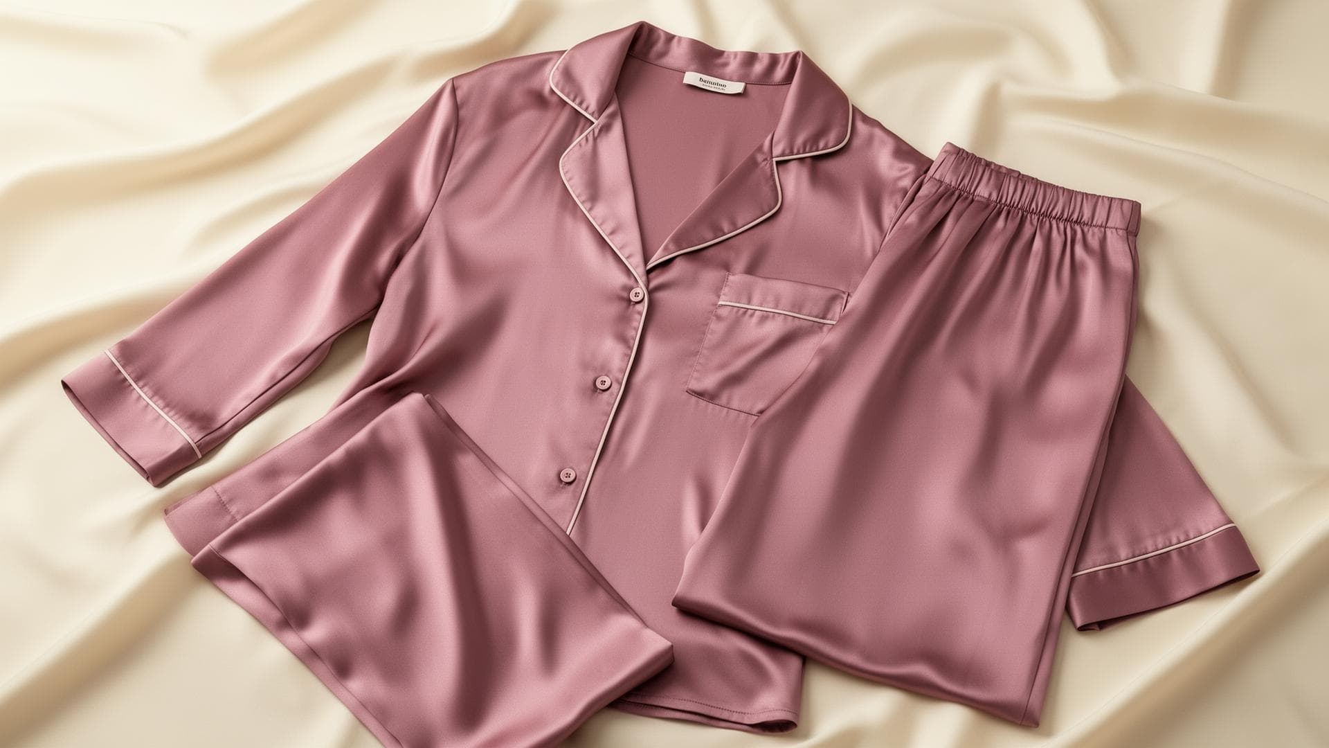 Elegant silk pajama set in dusty rose - Dreamira premium women's nightwear